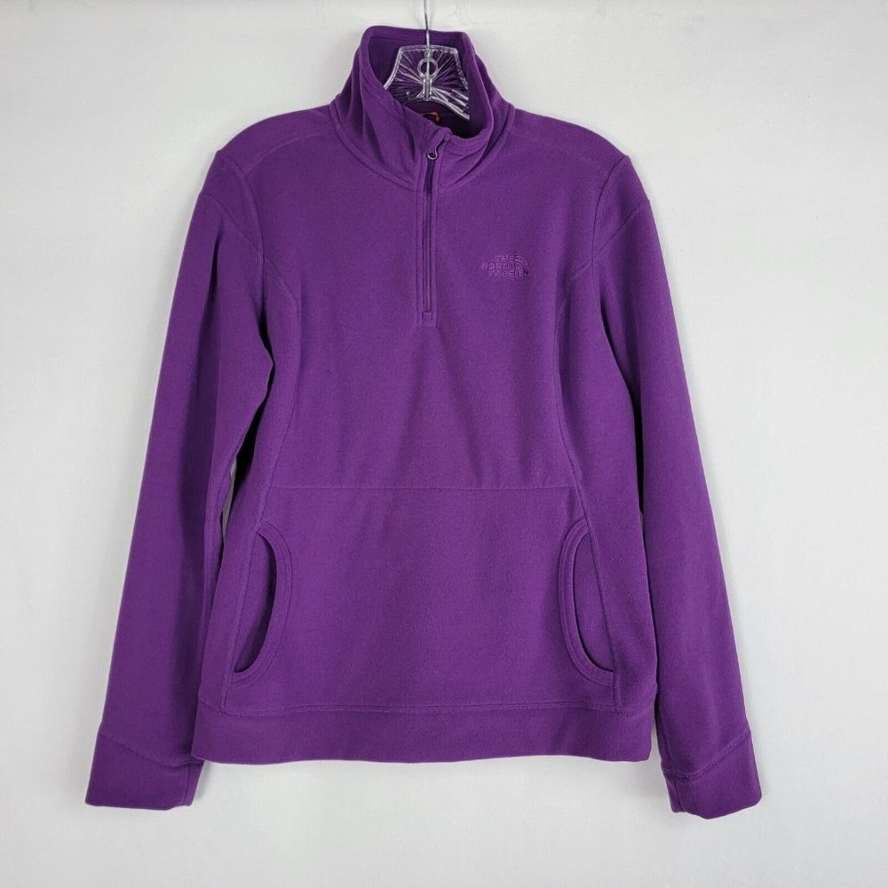 The North Face Womens M Sweatshirt Purple Fleece Mock Neck Quarter Zip Pullover